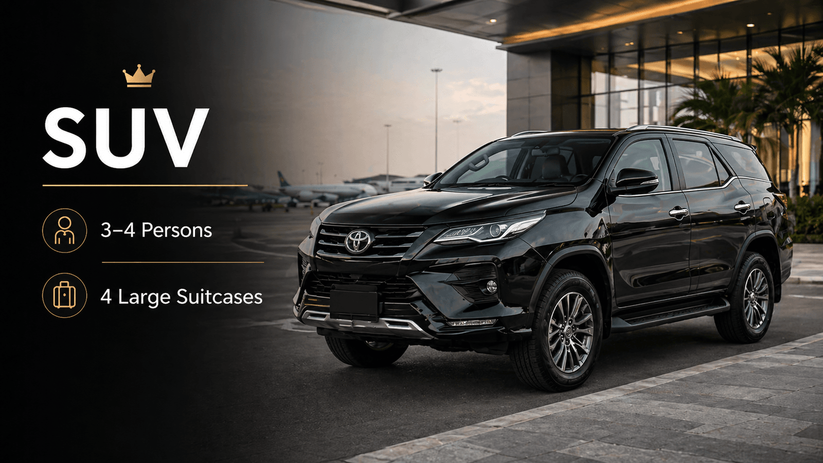 SUV transfer from Suvarnabhumi Airport to Bangkok
