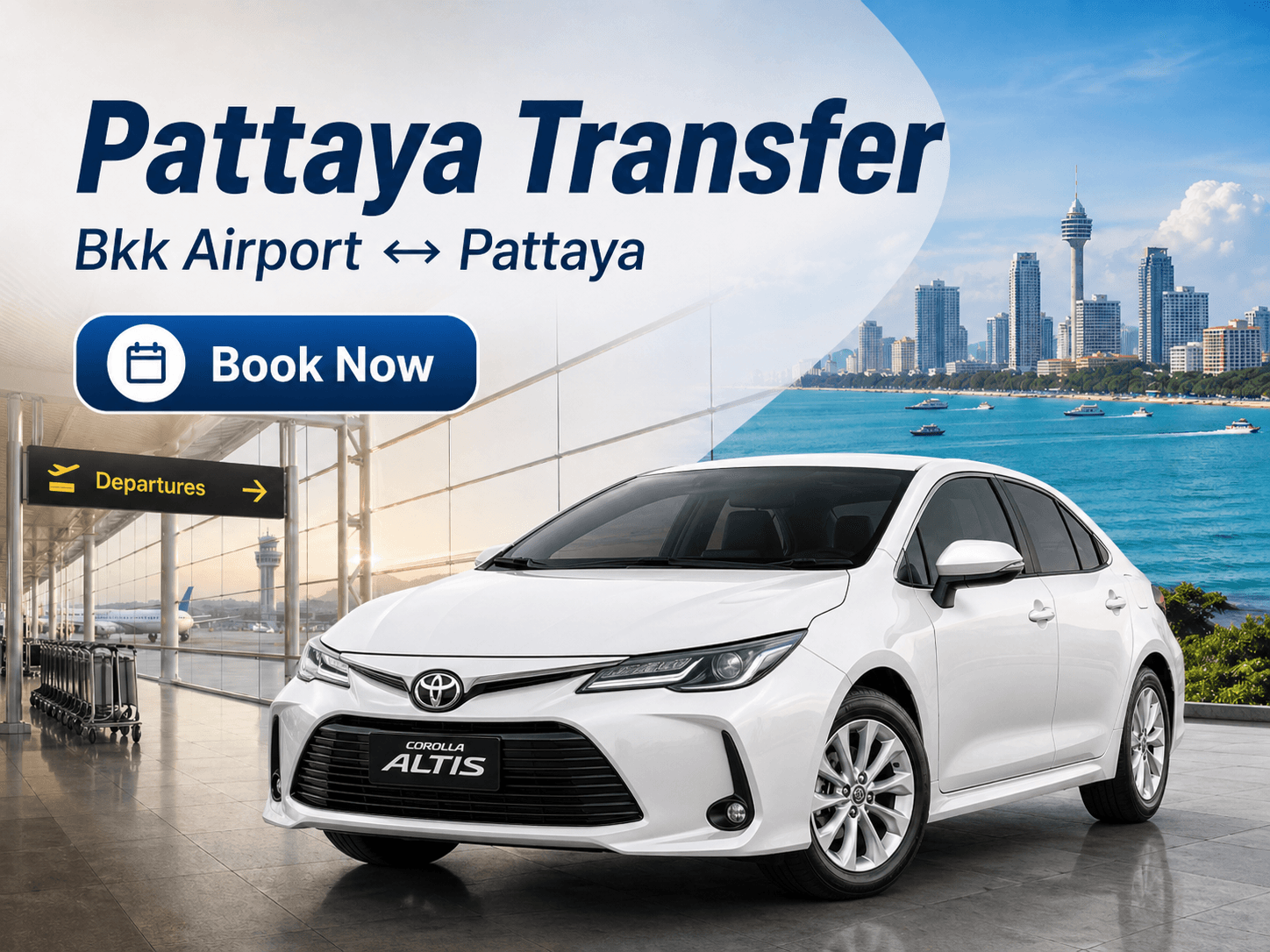Sedan transfer from Bangkok airport to Pattaya