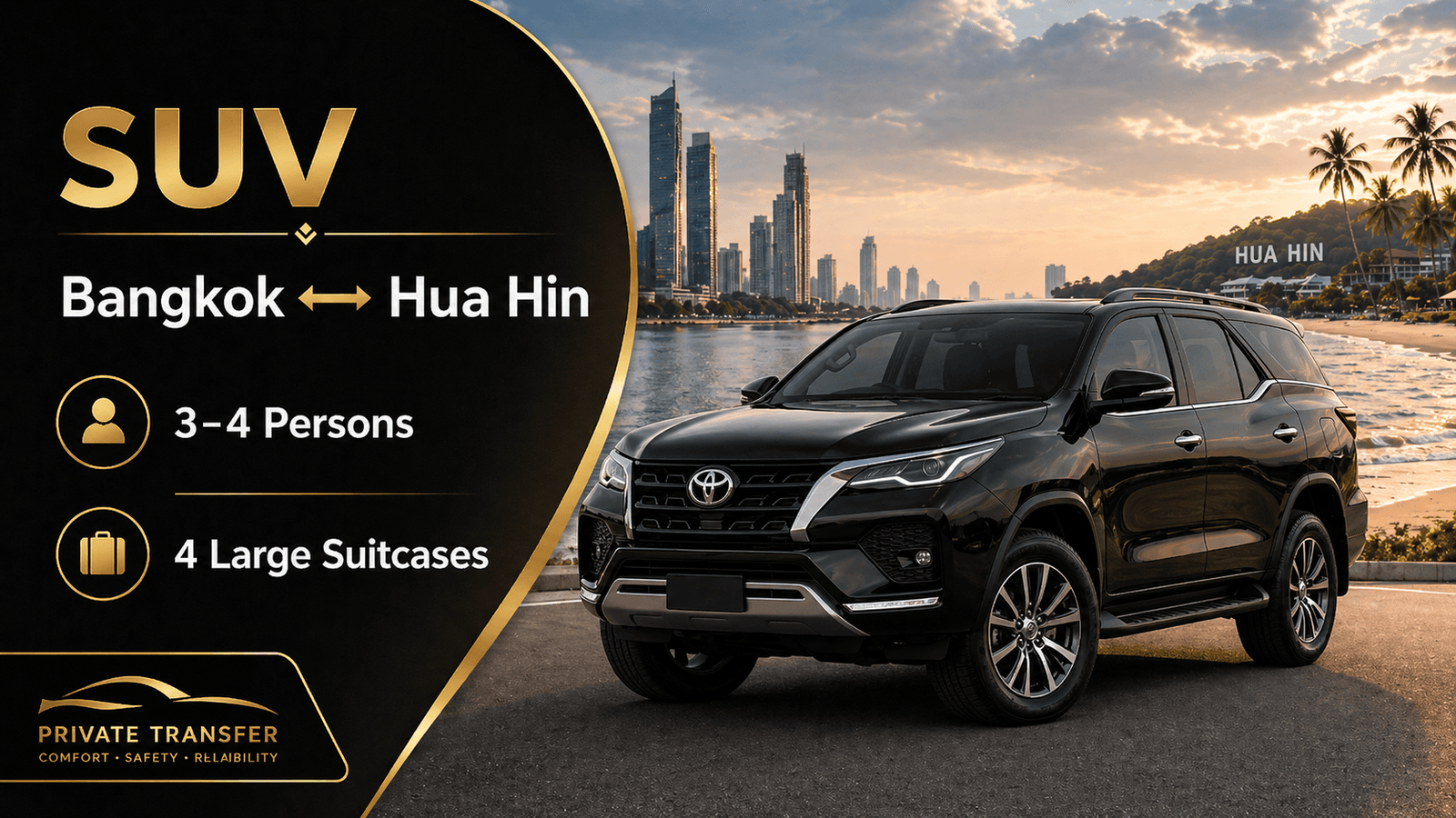 Private SUV transfer from Bangkok to Hua Hin