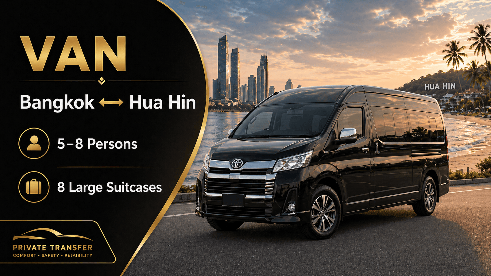 Private van transfer from Bangkok to Hua Hin