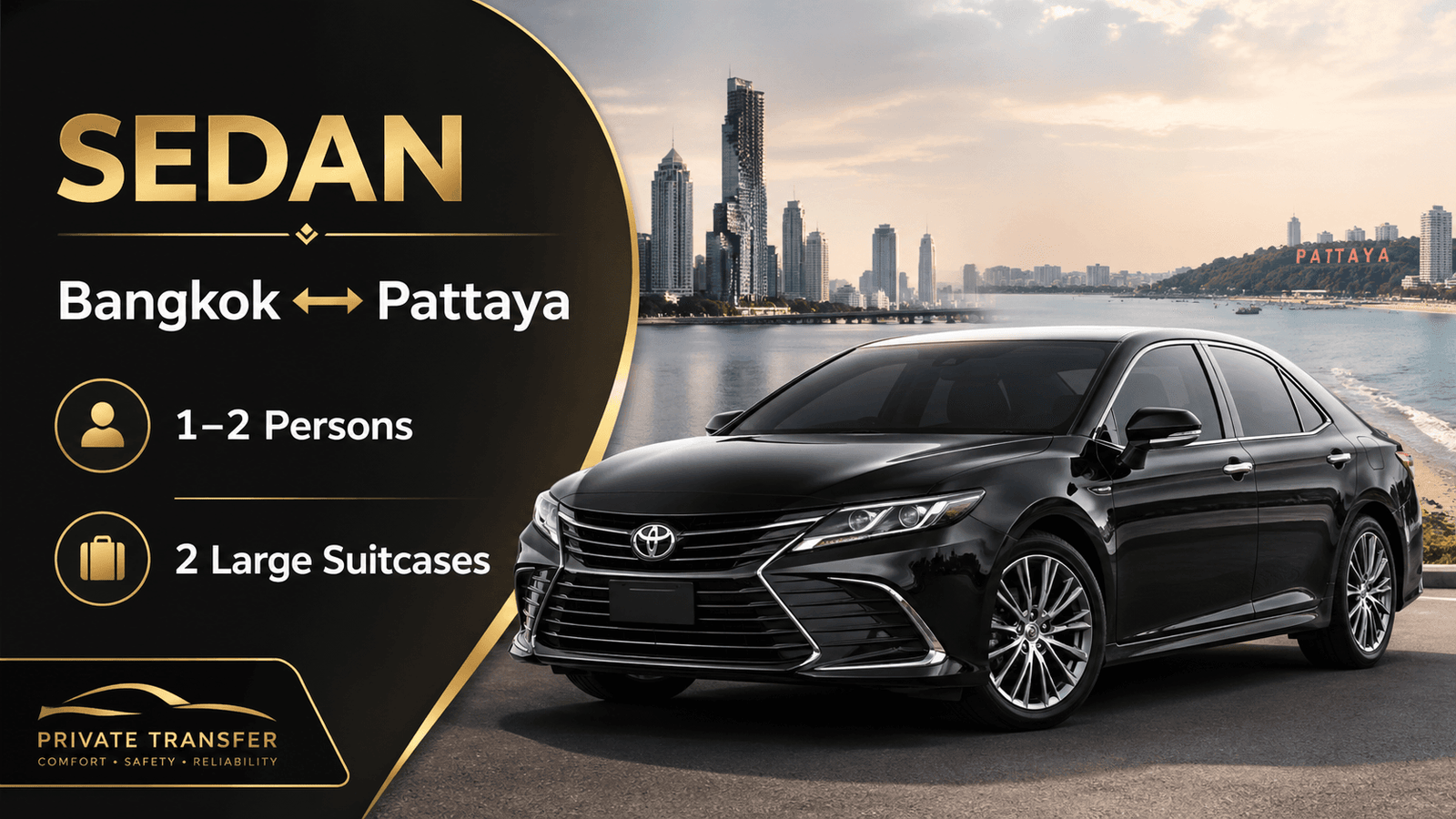 Private sedan transfer from Bangkok to Pattaya
