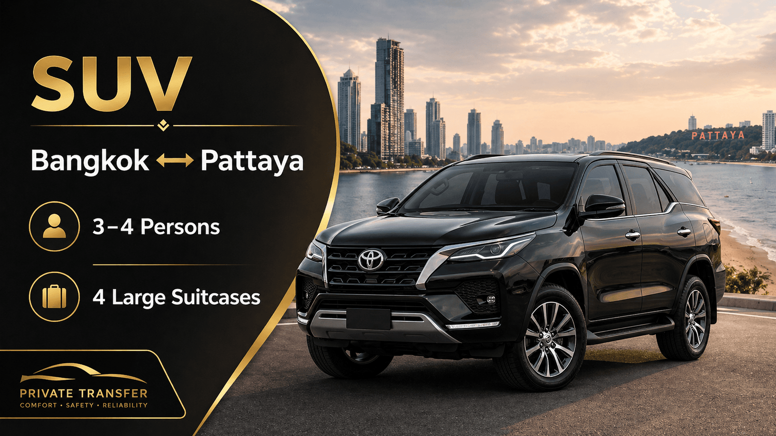 Private SUV transfer from Bangkok to Pattaya