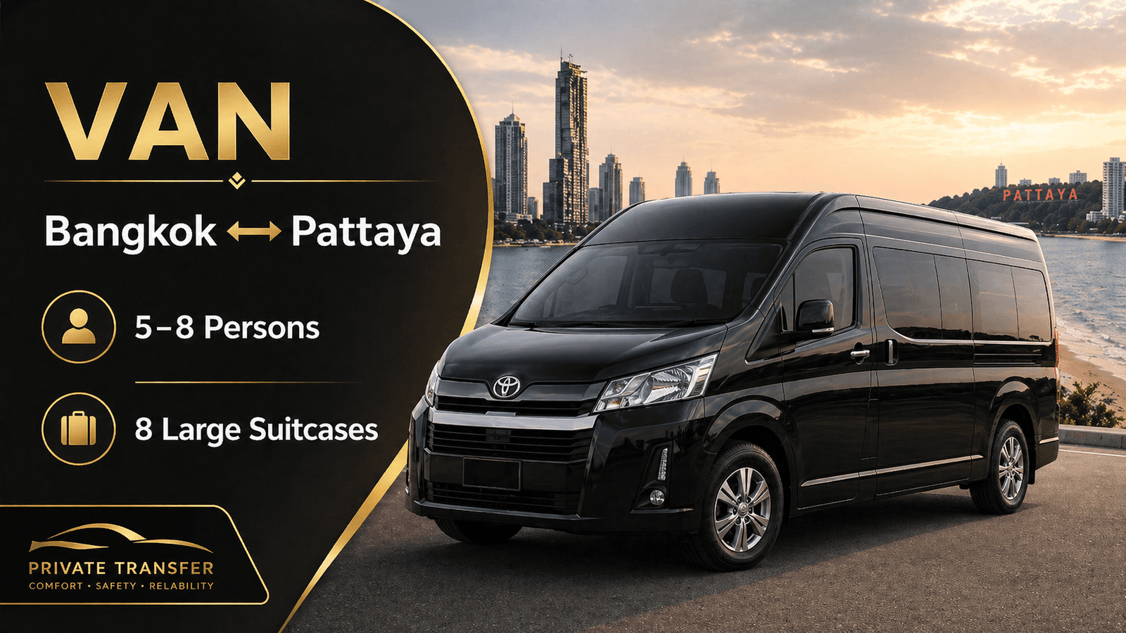 Private van transfer from Bangkok to Pattaya