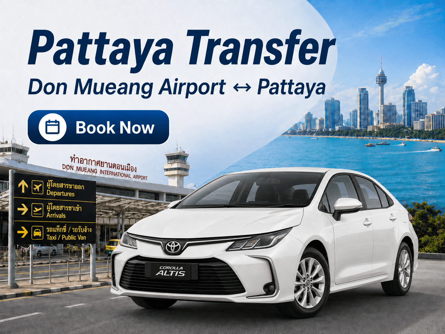 Sedan transfer from Don Mueang Airport to Pattaya