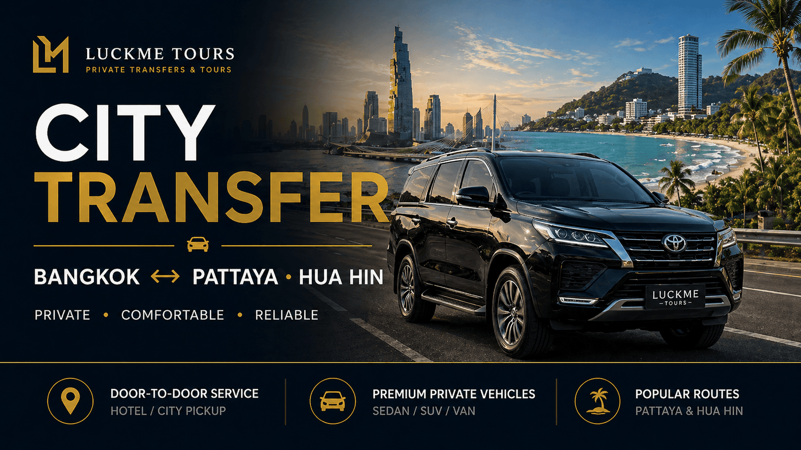Bangkok airport to Pattaya , Hua Hin and more. private transfer with comfortable private vehicle